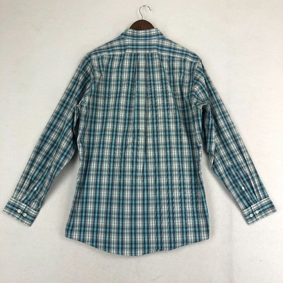 Eddie Bauer Men's Size Medium Blue White Wrinkle Free Classic Fit Cotton Shirt - Picture 9 of 9